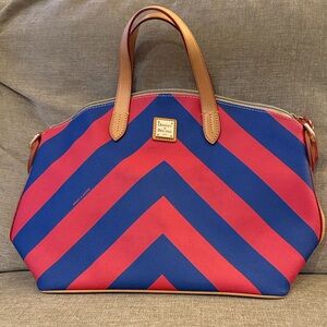 Dooney & Bourke Red and Blue Chevron Satchel